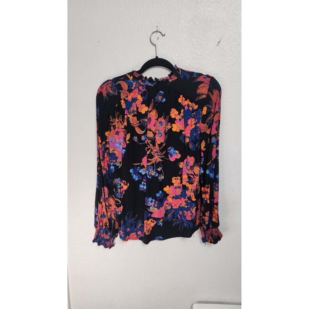 Maeve Floral Blouse Womens Small Black Excellent